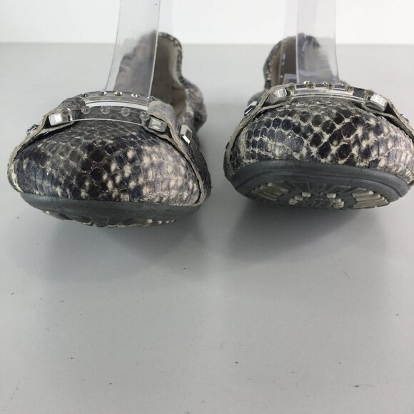Stuart Weitzman Gray Snake Embossed Leather Scrunch Ballet Flats  7 1/2 M - Picture 4 of 10